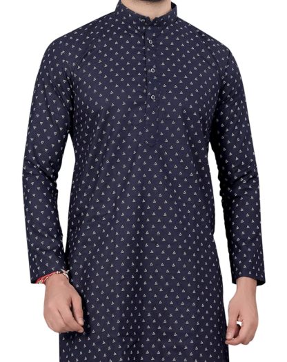 Ethenic Denim Kurta-Pyjama Set For Men