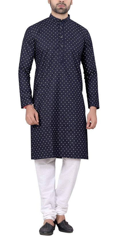 Ethenic Denim Kurta-Pyjama Set For Men