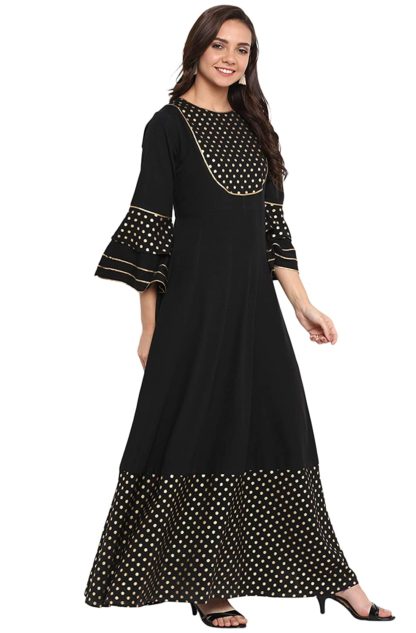 Women’s Black Poly Crepe Anarkali Kurta