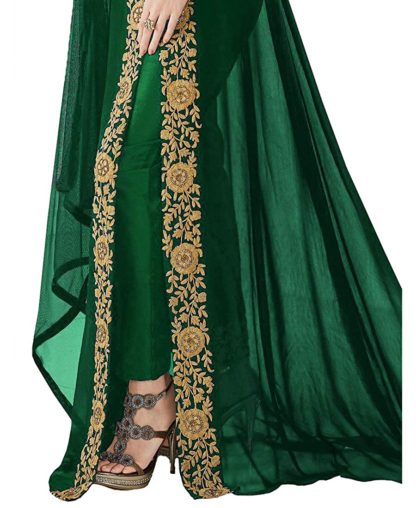 Women’s Semi-Stiched Georgette Codding Embroidery Long Anarkali Gown With Dupatta(FreeSize)