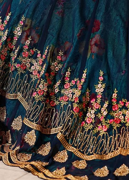 Women’s Semi-Stitched Georgette Long Anarkali Blue Gown