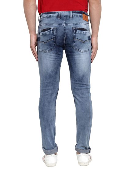 Cantabil Men’s Mercerised Blue Narrow Fit Jeans