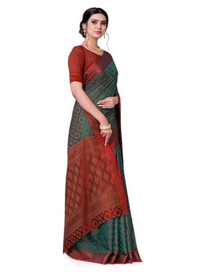 Women’s Kanchipuram Cotton Silk Saree With Blouse Piece