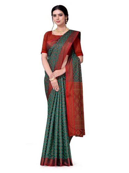 Women’s Kanchipuram Cotton Silk Saree With Blouse Piece