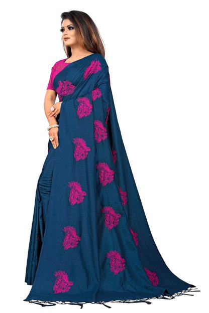 Women’s Sana Silk Embroidered Saree with Blouse Piece