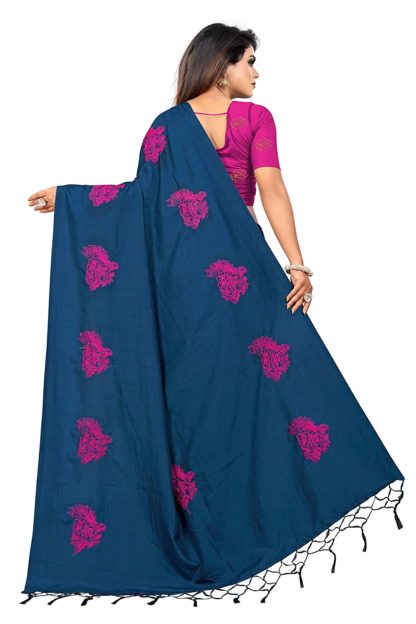 Women’s Sana Silk Embroidered Saree with Blouse Piece