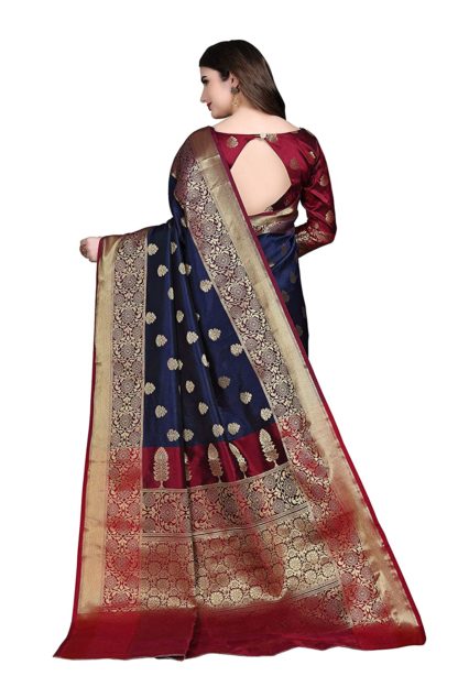 Women's Banarasi Cotton Silk Saree With Un-stitched Blouse - Image 4