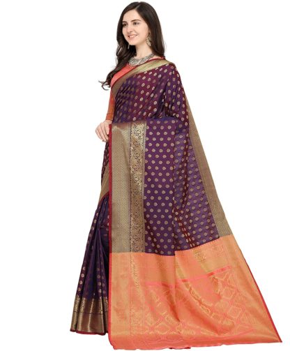 Women’s Maroon Banarasi Silk Saree With Blouse Piece