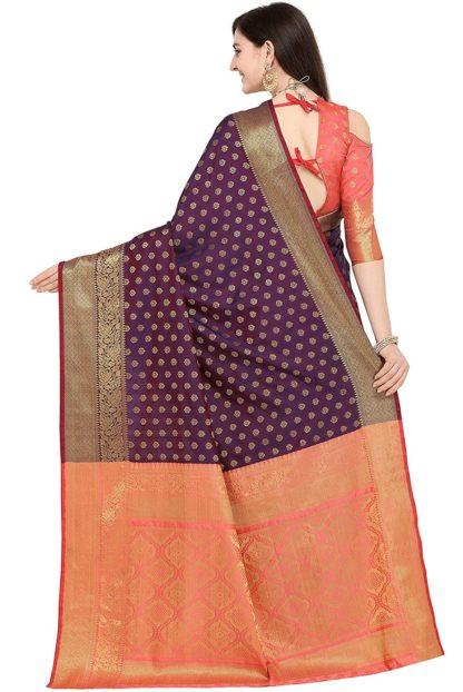 Women’s Maroon Banarasi Silk Saree With Blouse Piece