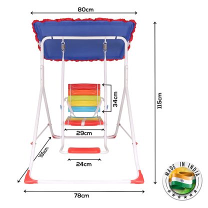 Kids Swing with Canopy Roof for Children Babies Indoor Outdoor 78x105x115cm (Multicolour)