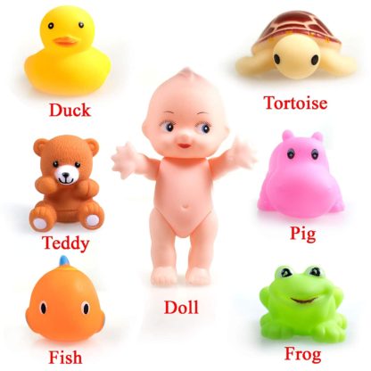 13Pcs Combo Pack of Rattles, Teethers and Chu Chu Animal Shape Bath Toys Non Toxic BPA Free Set for Infants - Image 3