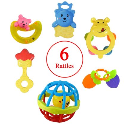 13Pcs Combo Pack of Rattles, Teethers and Chu Chu Animal Shape Bath Toys Non Toxic BPA Free Set for Infants - Image 4