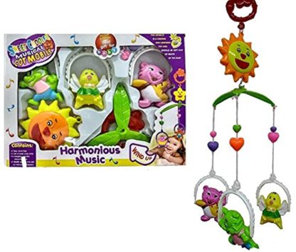 Vibgyor Vibes™ 5 PCS Lovely Colourful Musical Hanging Rattle Toys With Hanging Cartoons For Toddlers